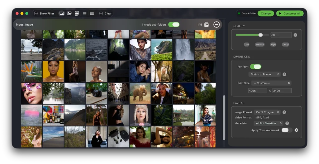 Gallery View of Mass Image Compressor for macOS