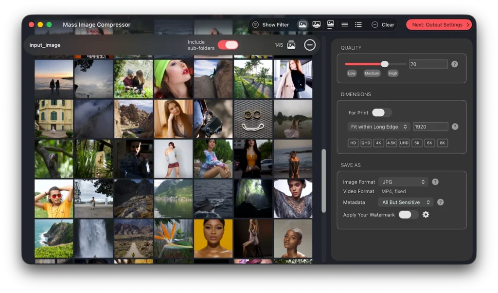 Gallery View of Mass Image Compressor for macOS