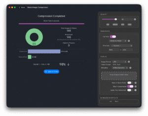 Compression results of Mass Image Compressor for bulk compression